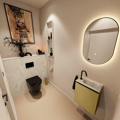 MONDIAZ TURE-DLUX 40cm toiletmeubel Oro. EDEN wastafel Ostra positie rechts. Met 1 kraangat.