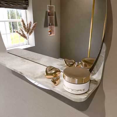 Mondiaz SPOT Badkamerspiegel - rond 50cm - spiegelplanchet - kleur Frappe