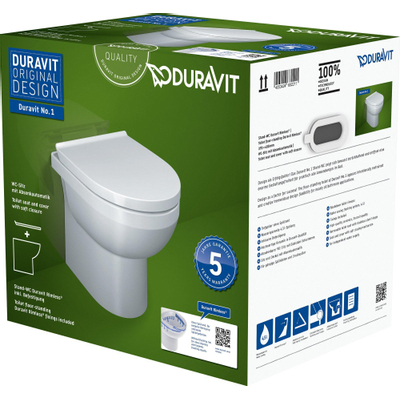 Duravit DuraStyle Basic closetset Staand diepspoel spoelrandloos 37x48cm met softclose closetzitting wit