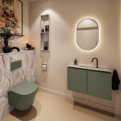 MONDIAZ TURE-DLUX 80cm toiletmeubel Army. EDEN wastafel Glace positie midden. Met 1 kraangat.