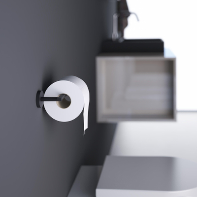 Clou Flat toiletrolhouder 16.5x4.8cm zonder klep Zwart mat