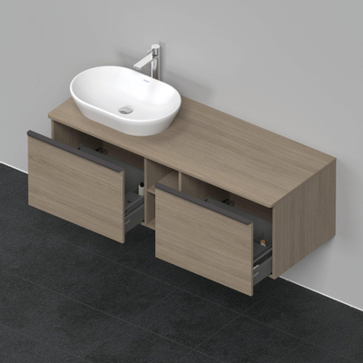 Duravit D-Neo wastafelonderkast 140x45.9x55cm 2 lades Eiken (terra) Mat