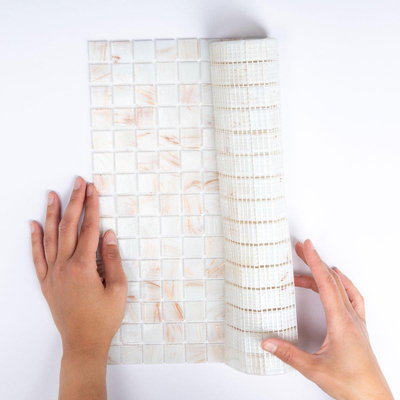 The Mosaic Factory Amsterdam mozaïektegel - 32.2x32.2cm - wand en vloertegel - Vierkant - Glas Cream glans