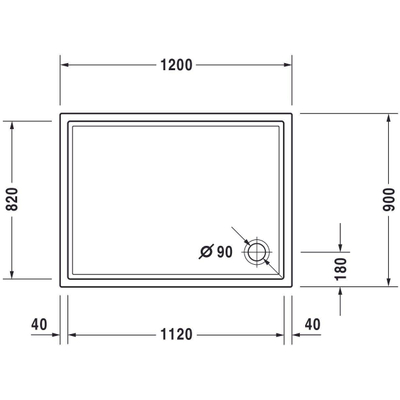 Duravit Starck Slimline douchebak acryl rechthoekig 120x90x5.5cm wit