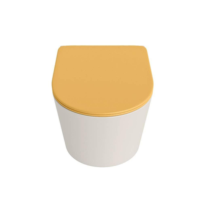 MONDIAZ LAVIE wandclosetpack - 36x53cm - diepspoel - rimless - Linen (offwhite) - softclose - quick-release - toiletzitting - Ocher (geel)