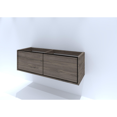 HR Badmeubelen Rize wastafelkast - 2 hoge laden - greeploos push2open - 140 x 45 x 45 cm - espresso