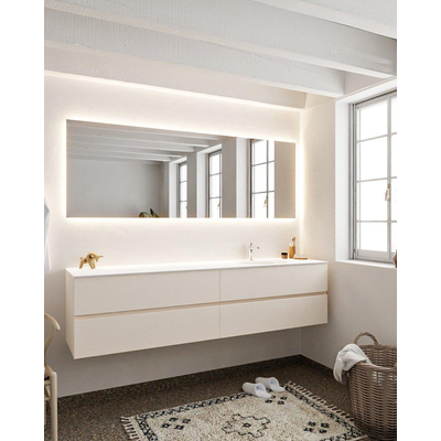 MONDIAZ VICA Badkamermeubelset - 200cm - 4 lades - wasbak Moon rechts - 1 kraangat - solid surface linen