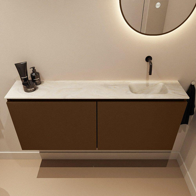 MONDIAZ TURE-DLUX 120cm toiletmeubel Rust. EDEN wastafel Ostra positie rechts. Zonder kraangat.