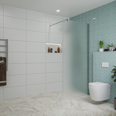 Fortifura Galeria inloopdouche - 90x200cm - mat glas - wandarm - chroom