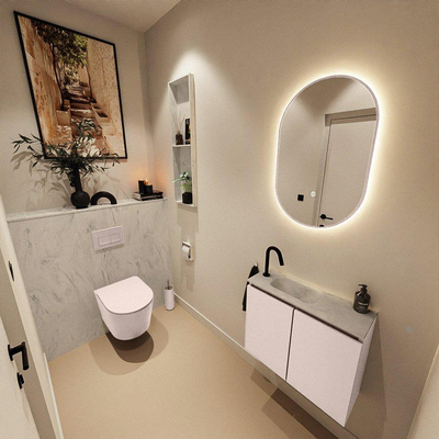 MONDIAZ TURE-DLUX 60cm toiletmeubel Rosee. EDEN wastafel Opalo positie links. Met 1 kraangat.
