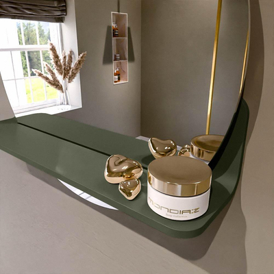 Mondiaz SPOT Badkamerspiegel - rond 50cm - spiegelplanchet - kleur Army