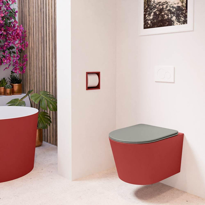 MONDIAZ LAVIE wandclosetpack - 36x53cm - diepspoel - rimless - Fire (rood) - softclose - quick-release - toiletzitting - Smoke (grijs)