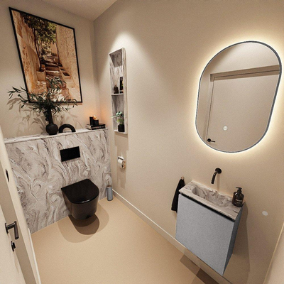 MONDIAZ TURE-DLUX 40cm toiletmeubel Plata. EDEN wastafel Glace positie midden. Zonder kraangat.