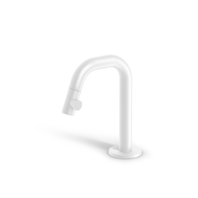 Clou Kaldur fonteinkraan 2x15.9cm korte uitloop rechts Wit mat