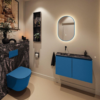 MONDIAZ TURE-DLUX 80cm toiletmeubel Jeans. EDEN wastafel Lava positie links. Zonder kraangat.