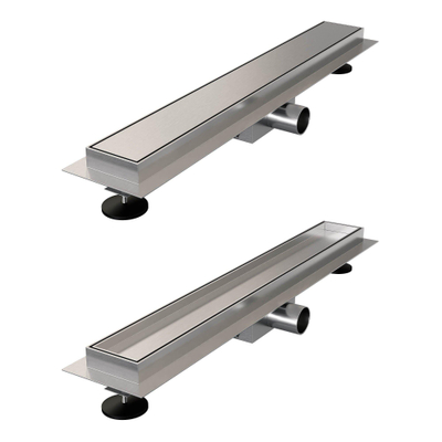 Brauer Douchegoot - 50x7x6.7cm - ondiepe vloerflens - zijuitloop - tegelinlegrooster omkeerbaar - RVS