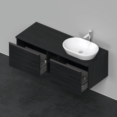 Duravit D-Neo wastafelonderkast 140x45.9x55cm 2 lades Eiken (zwart) Mat