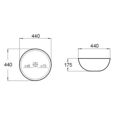 Best Design Class wastafel straal 44.5cm hoogte 17.5cm
