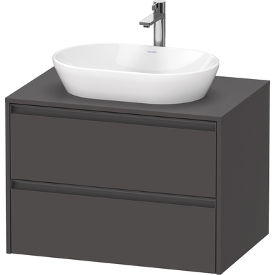 Duravit Ketho 2 wastafelonderbouwkast incl. consoleplaat met 2 laden 80x55x56.8cm met handgrepen antraciet grafiet mat