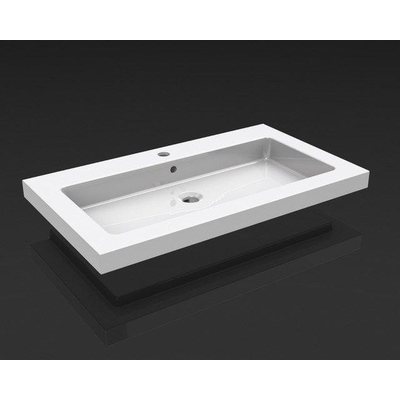 Wiesbaden Kera wastafel enkel met 1 kraangat 80x46x5 cm keramiek glans wit