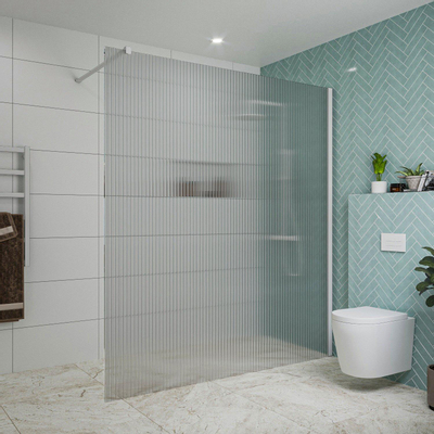 Fortifura Galeria inloopdouche - 180x200cm - ribbelglas - wandarm - mat wit