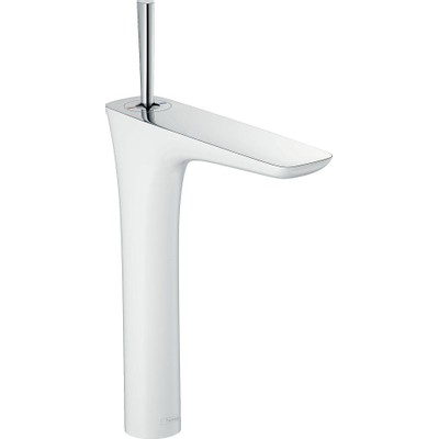 Hansgrohe PuraVida wastafelkraan verhoogd met push open garnituur wit chroom