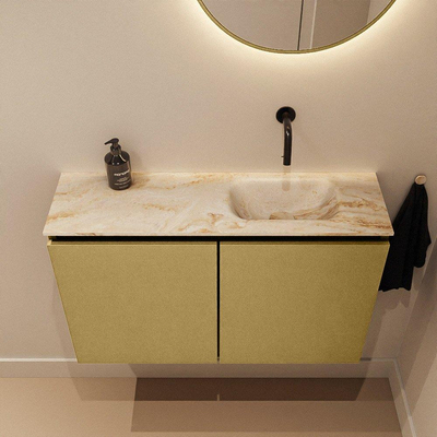 MONDIAZ TURE-DLUX 80cm toiletmeubel Oro. EDEN wastafel Frappe positie rechts. Zonder kraangat.