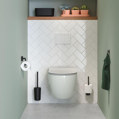 Tiger Carv Toiletborstel met houder Zwart