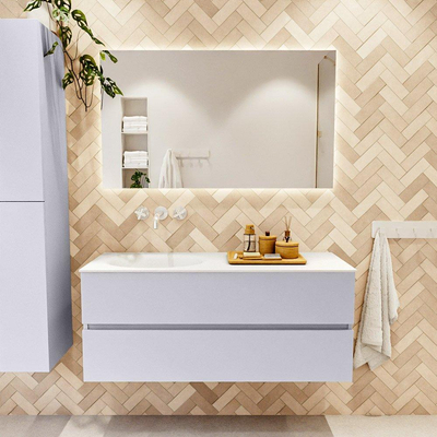 Mondiaz VICA Badkamermeubelset - 120cm - cale - 2 lades - Wastafel MOON - links - zonder kraangat - kleur talc - XL versie 60cm hoog