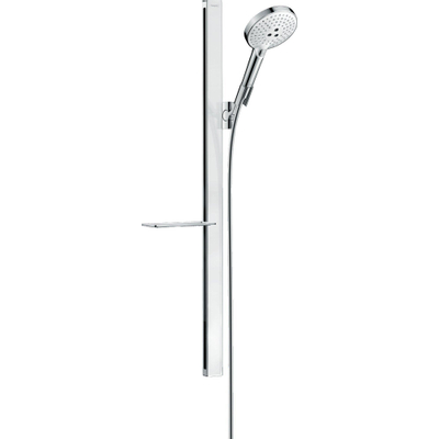 Hansgrohe Raindance Select S Unica`E glijstangset m. Raindance Select S 120 3jet handdouche met zeepschaal 90cm m. Isiflex`B doucheslang 160cm wit/chroom