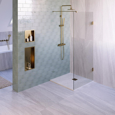 BRAUER Relievo Crag Douchebak 90x90cm antislip antibacterieel mineraalmarmer mat wit SHOWROOMMODEL