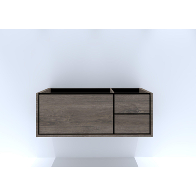 HR Badmeubelen Rize wastafelkast - 1 hoge lade links (80cm)/2 laden rechts (40cm) - greeploos push2open - 120 x 45 x 45 cm - espresso
