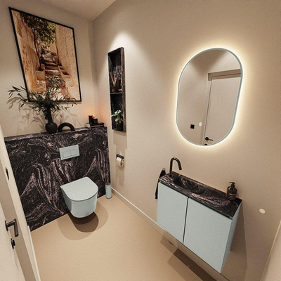 MONDIAZ TURE-DLUX 60cm toiletmeubel Greey. EDEN wastafel Lava positie links. Met 1 kraangat.