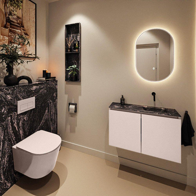 MONDIAZ TURE-DLUX 80cm toiletmeubel Rosee. EDEN wastafel Lava positie rechts. Zonder kraangat.