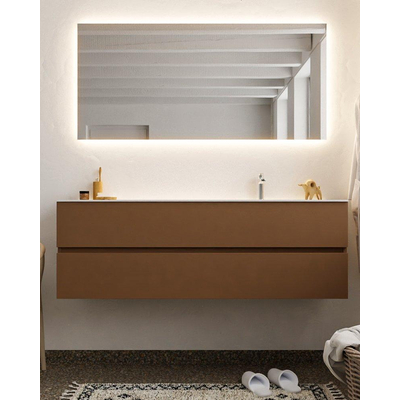 MONDIAZ VICA Badkamermeubelset - 150cm - 2 lades - wasbak Cloud rechts - 1 kraangat - solid surface rust