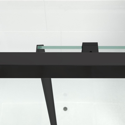 Saniclass ID06 Quick Fit Badwand - 2 delige schuifdeur - 170x150cm - 6mm veiligheidsglas - anti kalk - mat zwart