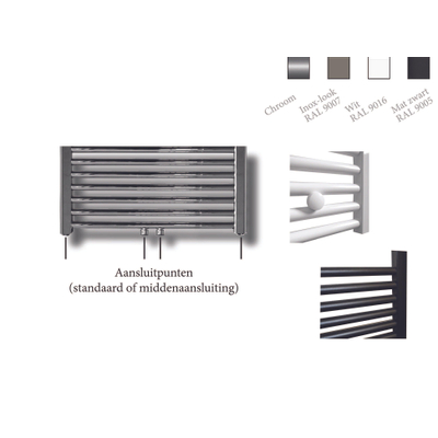 Sanicare middenaansluiting recht designradiator 160x45cm zwart mat