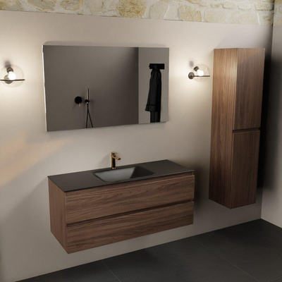 Mondiaz Aivy badmeubelset - 120x45x50cm - 1 kraangat - 1 wasbak urban Solid surface - Midden - 2 lades - Met spiegel - Melamine Mocha