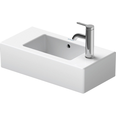 Duravit Vero fontein 50x25 cm. 1x kr.gat links met overloop wit