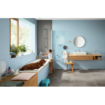 Hansgrohe Croma Select E Multi glijstangset met Croma Select E Multi handdouche 90cm met Isiflex`B doucheslang 160cm wit/chroom