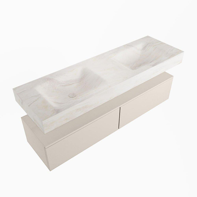 MONDIAZ ALAN - DLUX Badkamermeubelset - 150cm - onderkast - Linen - 2 lades - vrijhangende wastafel - 2 wasbakken - 2 kraangaten - Ostra