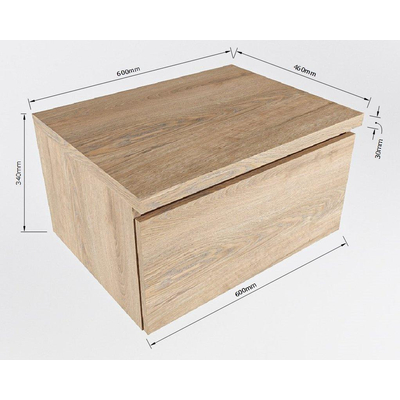 MONDIAZ BUKLA module - 60cm - met lade - Washed Oak