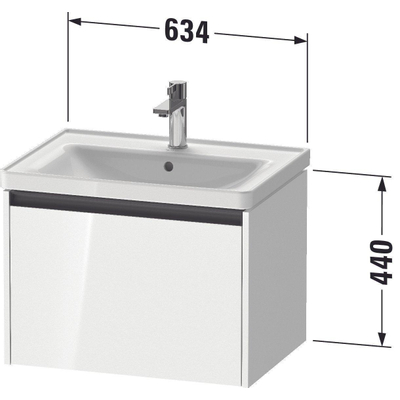 Duravit Ketho 2 wastafelonderbouwkast met 1 lade 63.4x45.5x44cm met greep antraciet betongrijs mat