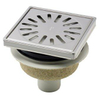 Aquaberg ABS kunststof put bezand met RVS sierrand/rooster onderuitloop 50mm 150x150mm met reukslot 50mm 2300238