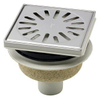 Aquaberg ABS kunststof put bezand met RVS sierrand/rooster onderuitloop 50mm 146x146mm met reukslot 50mm 2300240
