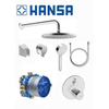 Hansa Hansabluebox showerset: inbouwkraan thermostaat m. afbouwdeel rond + hoofddouche rond met handdouche 3 st. + doucheslang 125cm chroom SW158918