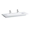 Laufen Living Square meubelwastafel 130x48x15cm 2 x 1 kraangat met overloop keramiek wit 0083389