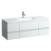 Laufen New Case Living Square onderbouwkast 129x47.6x45.9cm 1 lade. 2 deuren 2 glasplaten hout gek. eiken 0084235