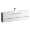 Laufen New Case Palace wastafel onderbouwkast 179x37.5x46cm 1 lade. 2 deuren 2 glasplaten. hout antraciet eiken 0084457