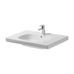 Duravit D code meubelwastafel 85x48 cm. 1x kr.gat m overloop wit Duravit XBase Wastafelonderkast 80x45.8x44.8cm 1 lade Standaard greep met softclose spaanplaat wit Mat SHOWROOMMODEL SHOW17805